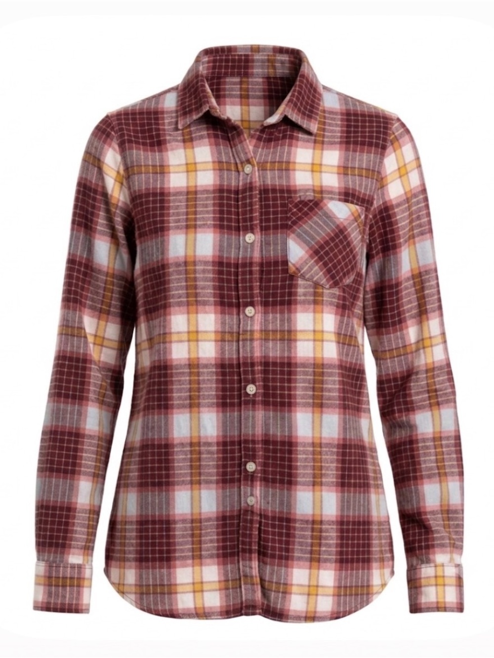 OLD NAVY Checkered Cotton Flannel Blouse, Women’s XS, Pink Yellow White